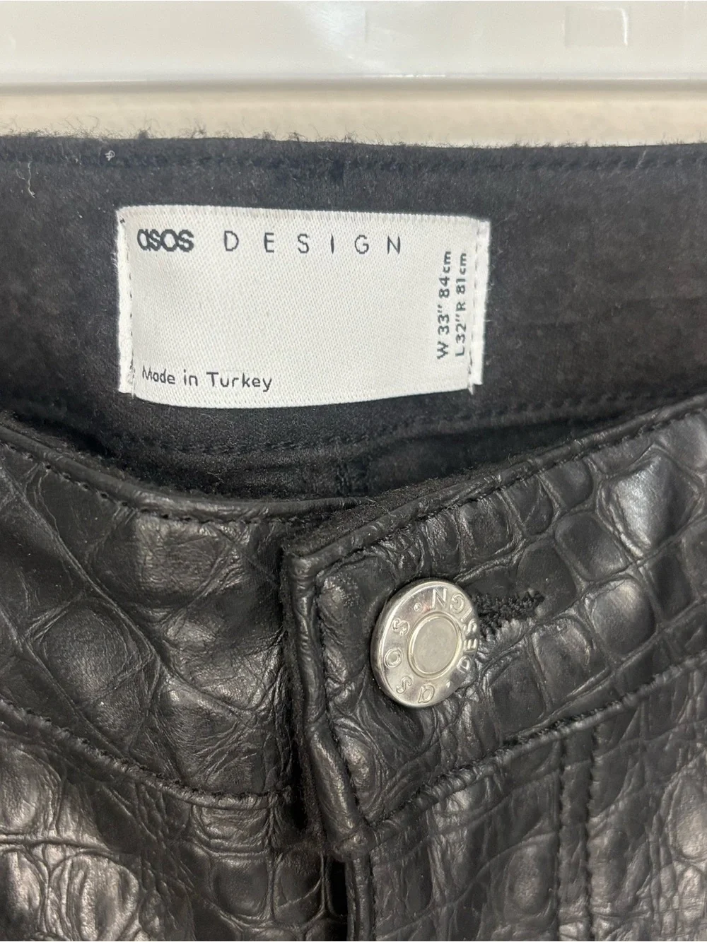 ASOS Design Womens Faux Leather Alligator slightly Flared Pants - Picture 5 of 9